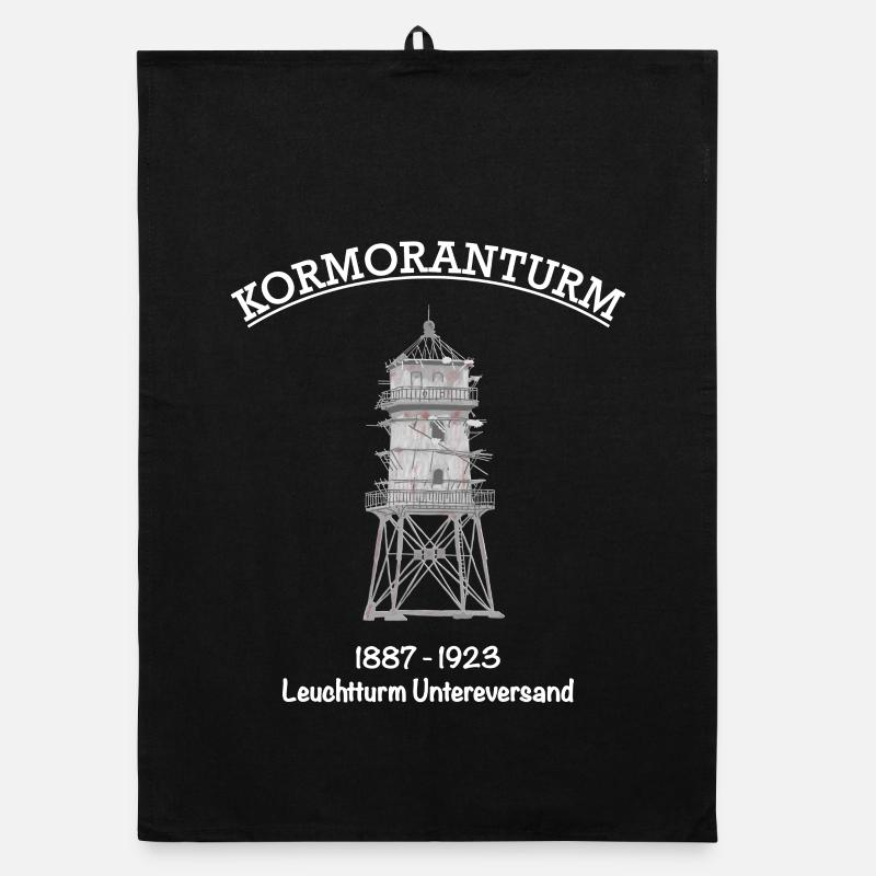 Kormoranturm, Nordsee, Leuchtturm Untereversand Organic Geschirrtuch