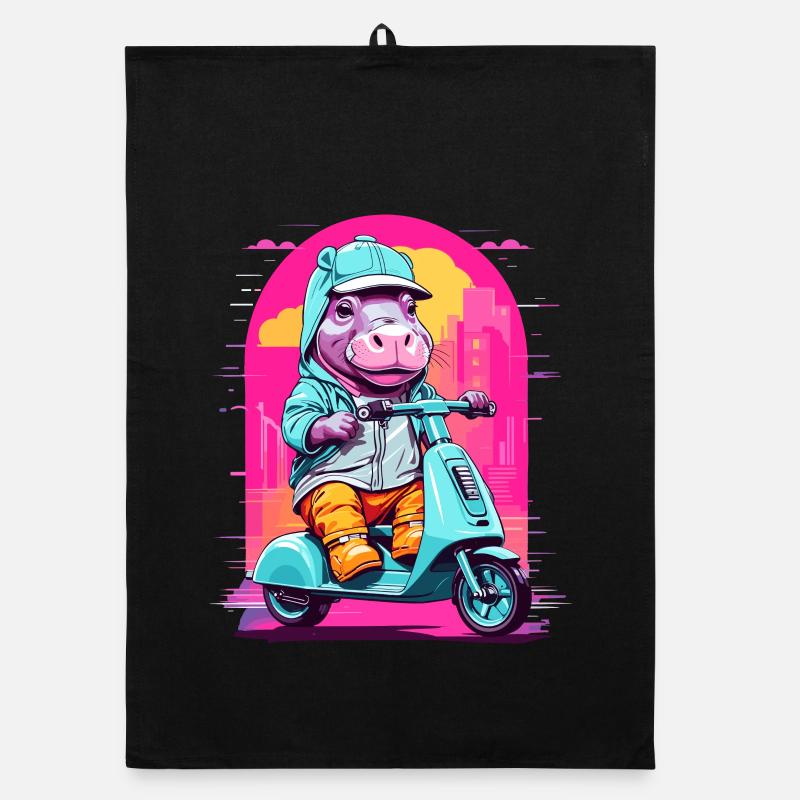 Nilpferd auf Roller Organic Geschirrtuch