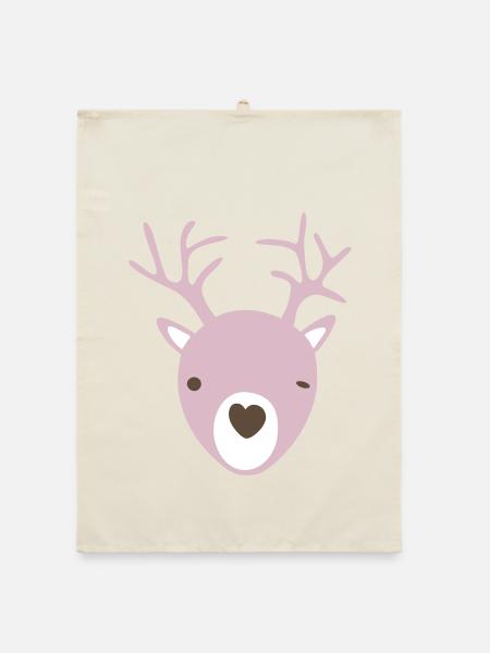Rudolph Geweih Herz Nase skandinavisch Kinder cool - Organic Geschirrtuch - Natur - Vorne