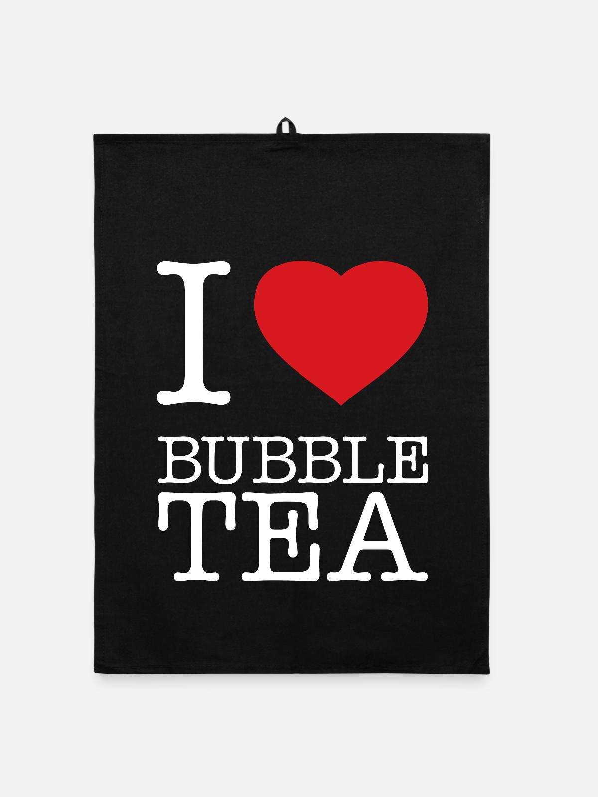 I LOVE BUBBLE TEA - Organic Geschirrtuch - Schwarz - Vorne