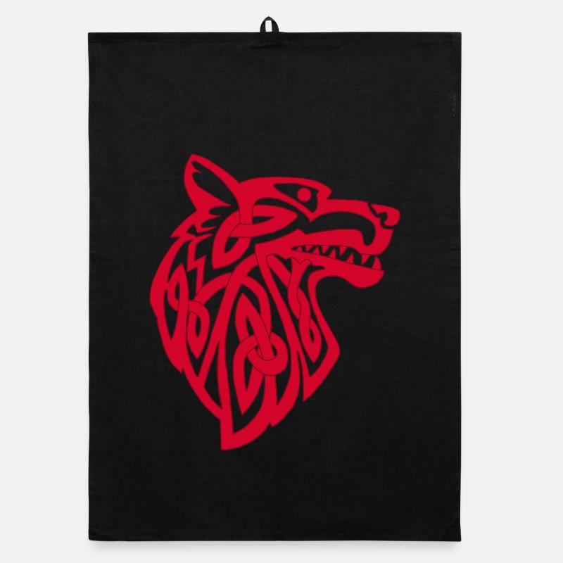 Wikinger Roter Wolf Organic Geschirrtuch