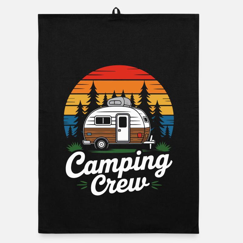 Retro Camping Crew Caravan Organic dish towel