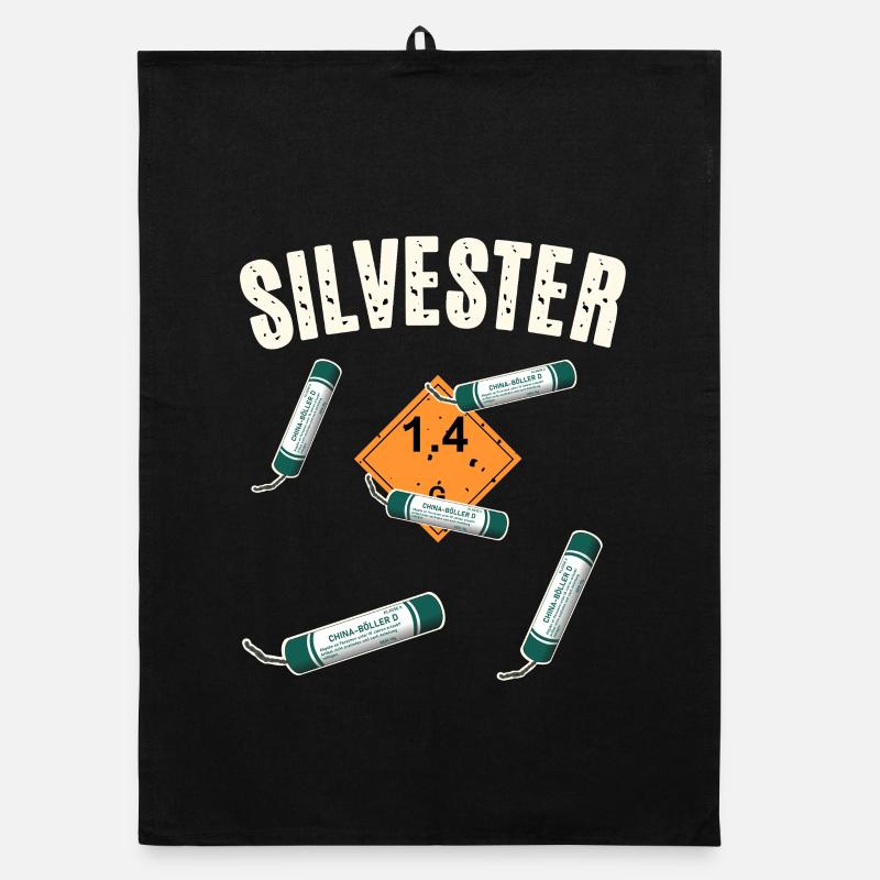 Silvester Feuerwerk Organic Geschirrtuch