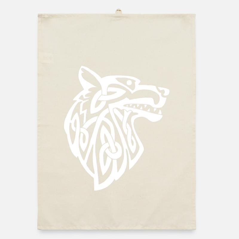 Wikinger Weißer Wolf Organic Geschirrtuch