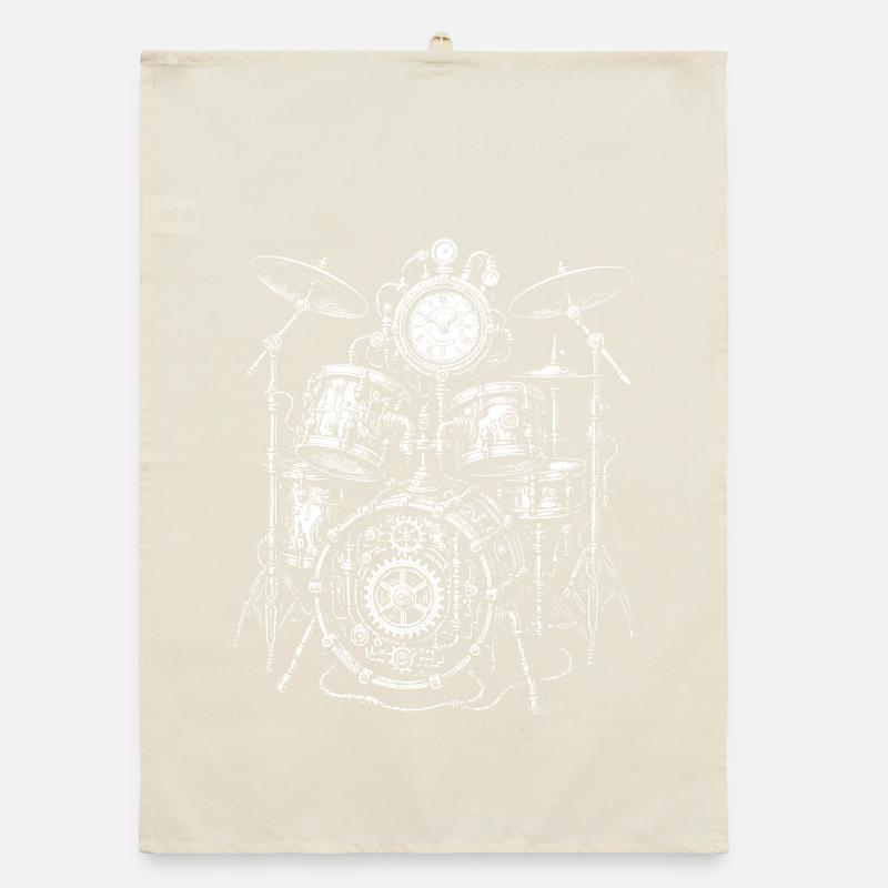 Rhythmic Vintage steampunk Drums Organic dish towel