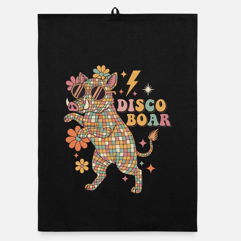 Techno disco Boar Boar Party Disco Ball Drôle Torchon bio