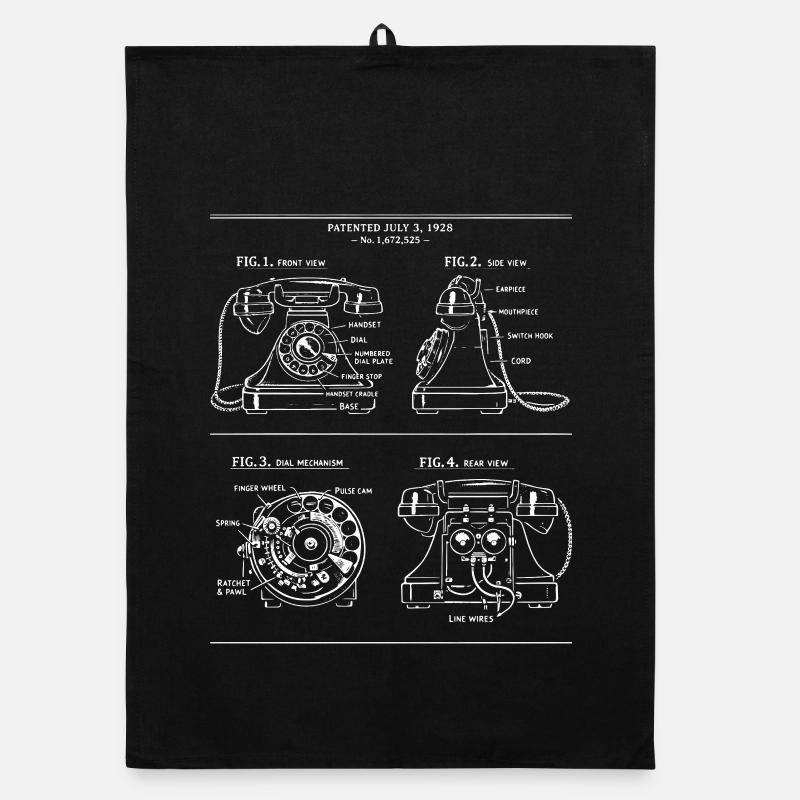 Retro Rotary Phone Blueprint Organic Geschirrtuch