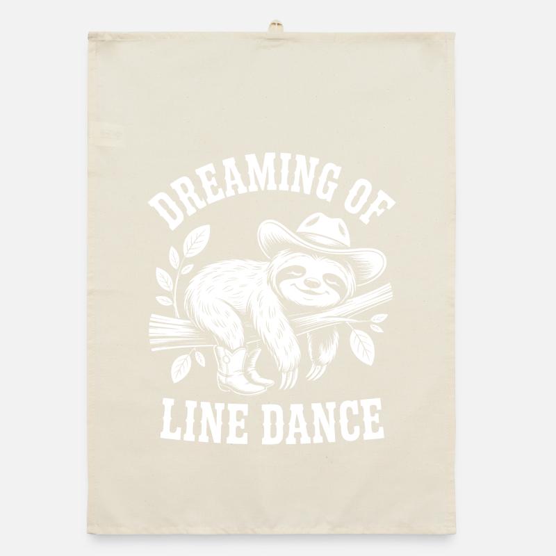 Dreaming sloth doing line dancing Organic dish towel