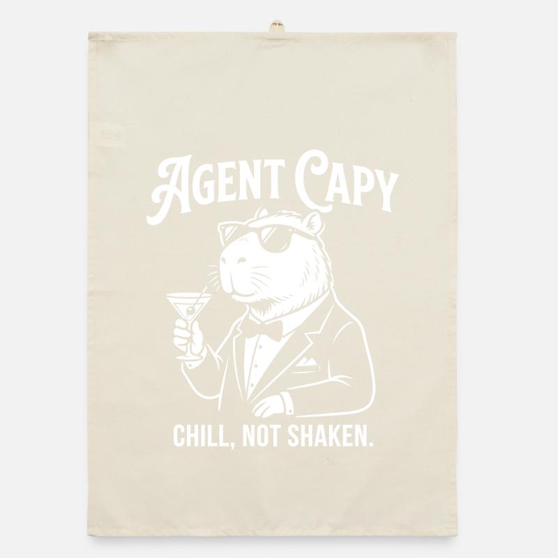 Agent Capybara - Cool Guinea Pig Spy Organic dish towel