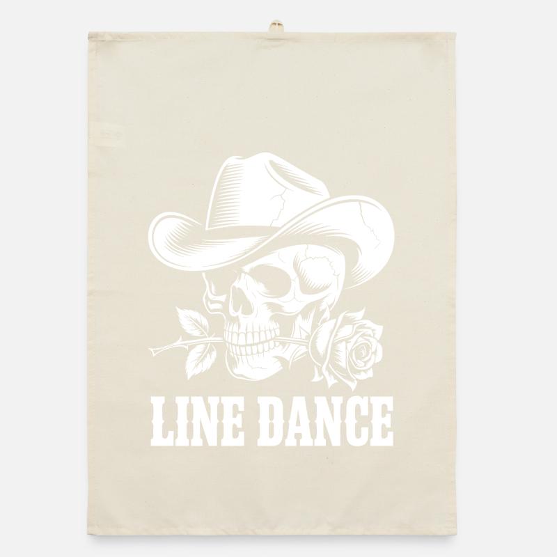 Skull with Cowboy Hat and Rose - Line Dance Organic dish towel