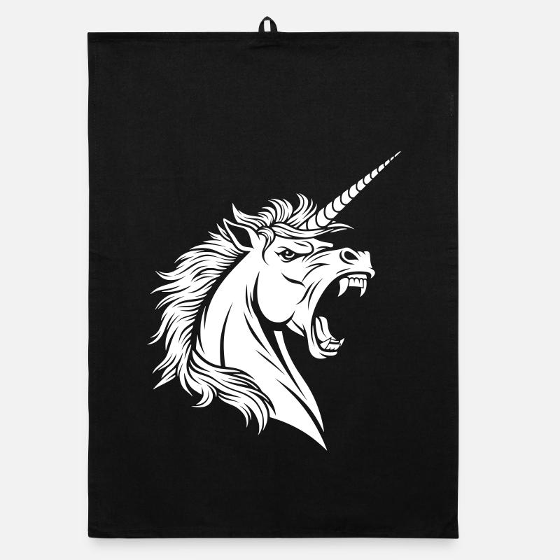 Rage Einhorn – Brüllender Unicorn Kopf Organic Geschirrtuch