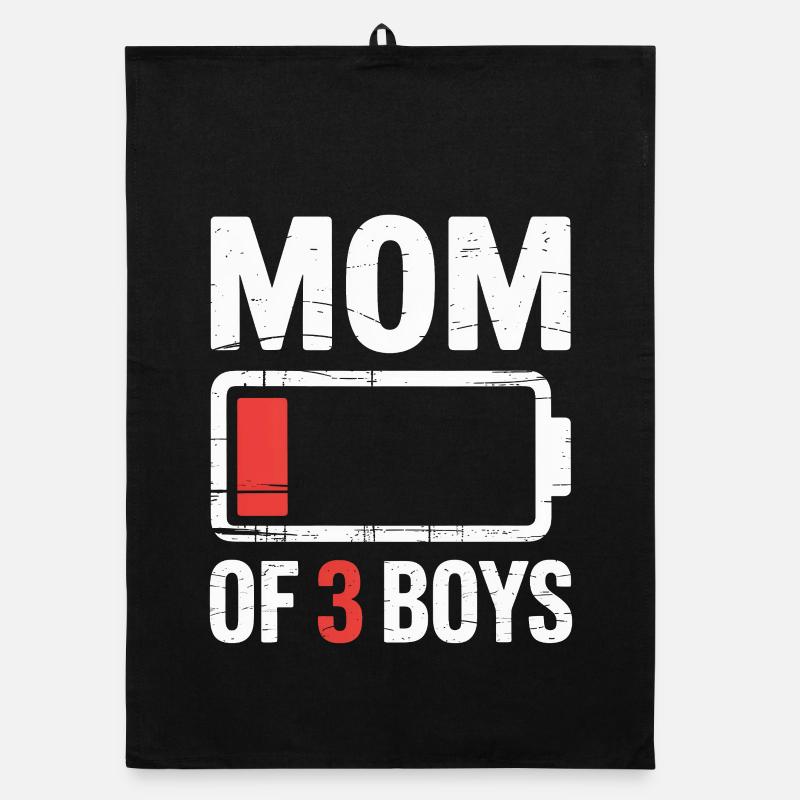 Maman de 3 garçons Batterie faible Torchon bio
