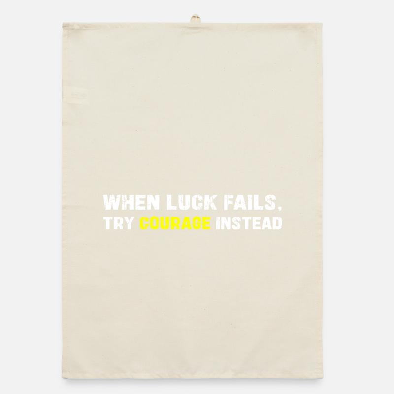 Courage Over Luck Typography Organic dish towel