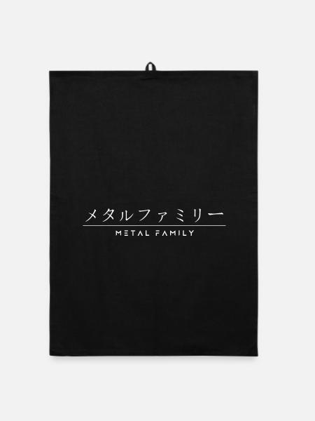 Famille Metal | Kanji | Caractères japonais - Torchon bio - noir - Devant