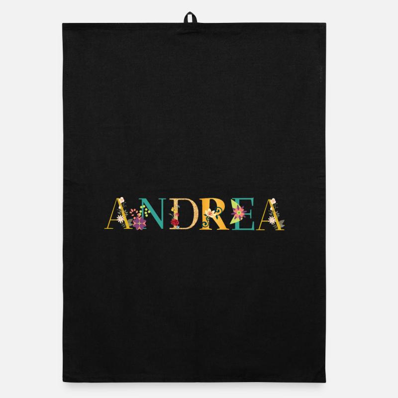 ANDREA Name mit Blumen geschmückt Organic Geschirrtuch