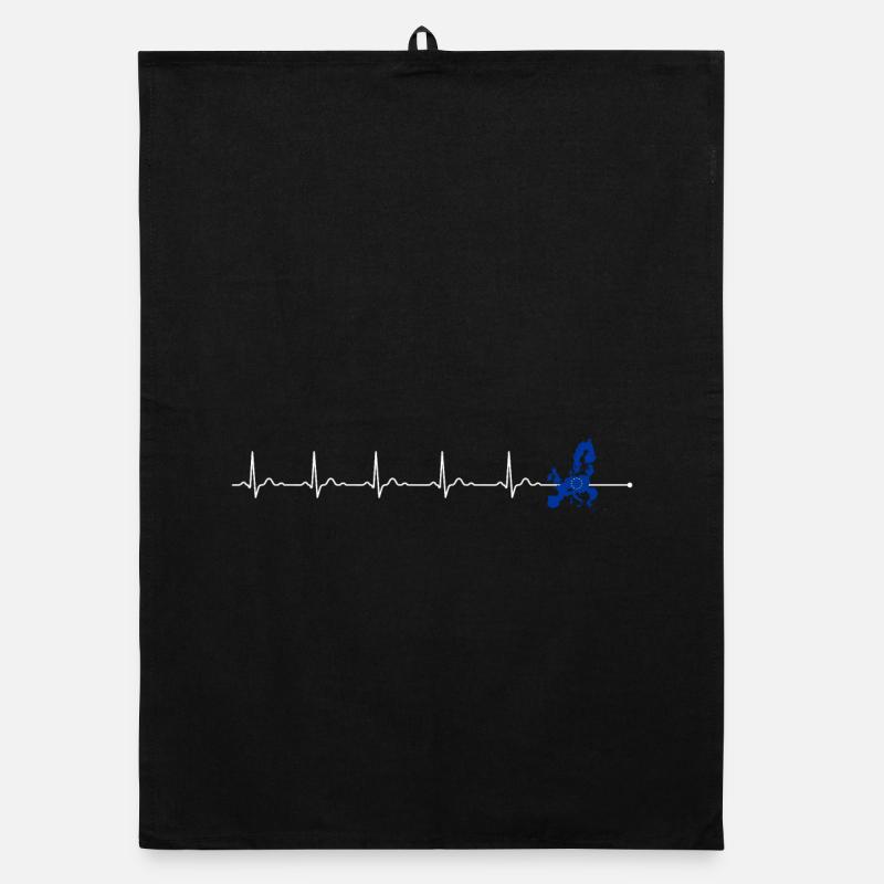 ECG Pulse and Blue Spider Motif Organic dish towel