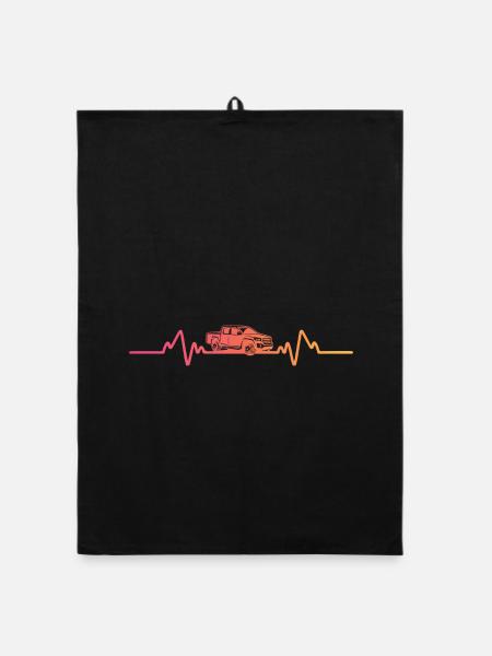 Sunset Heartbeat Pickup - Organic Geschirrtuch - Schwarz - Vorne