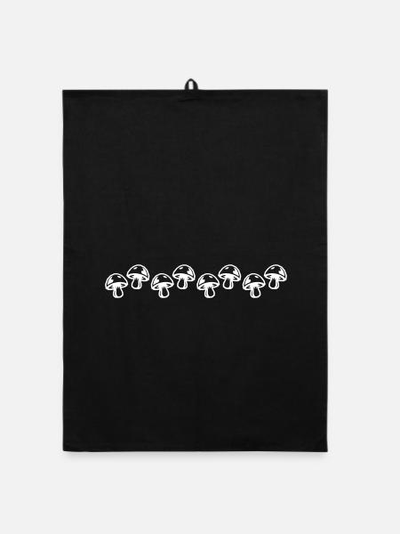 Pilze Symbol - Organic Geschirrtuch - Schwarz - Vorne