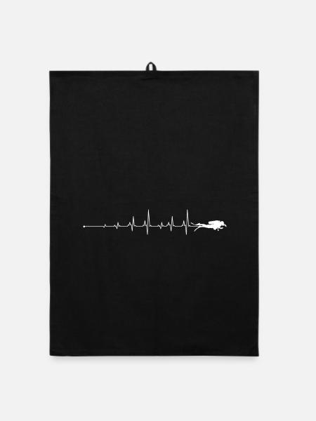 Plongée sous-marine Heartbeat - Torchon bio - noir - Devant