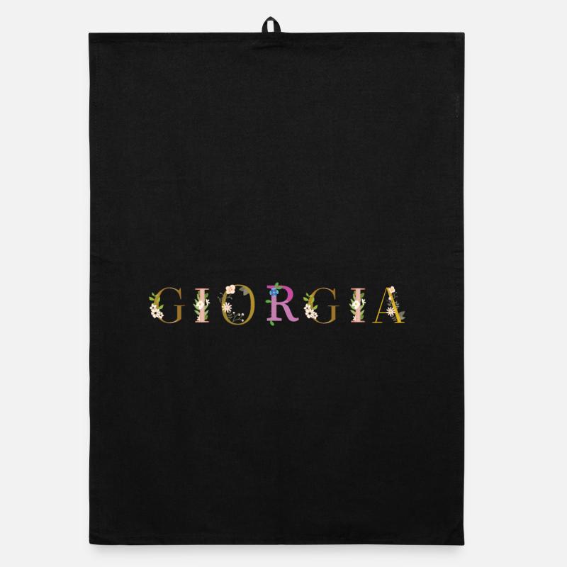 Le nom de GIORGIA est décoré de fleurs Torchon bio