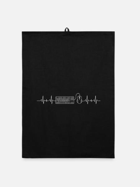 Herzschlag Design mit Maus und Tastatur - Organic Geschirrtuch - Schwarz - Vorne
