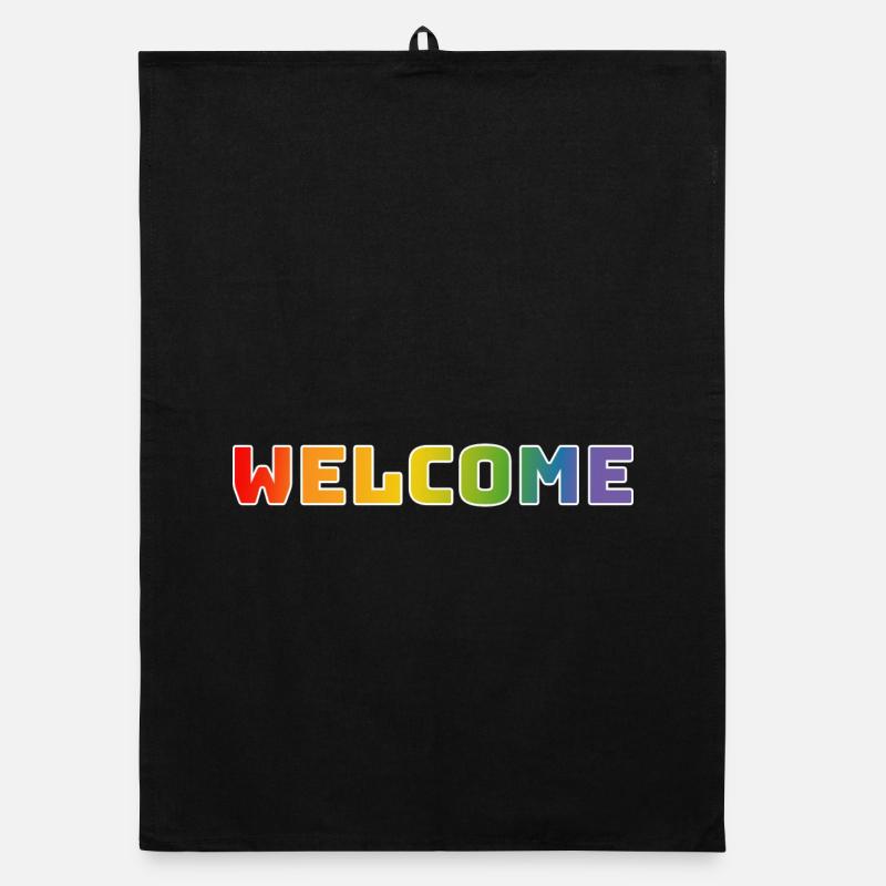 Arc-en-ciel bienvenue blanc Torchon bio