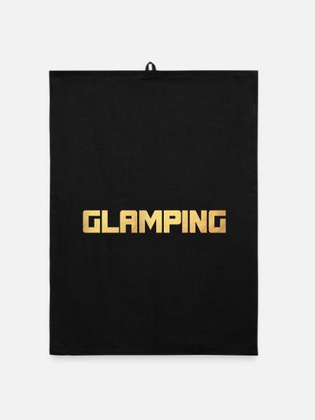 Glamping Gold Luxus Camping Camper Urlaub exklusiv - Organic Geschirrtuch - Schwarz - Vorne