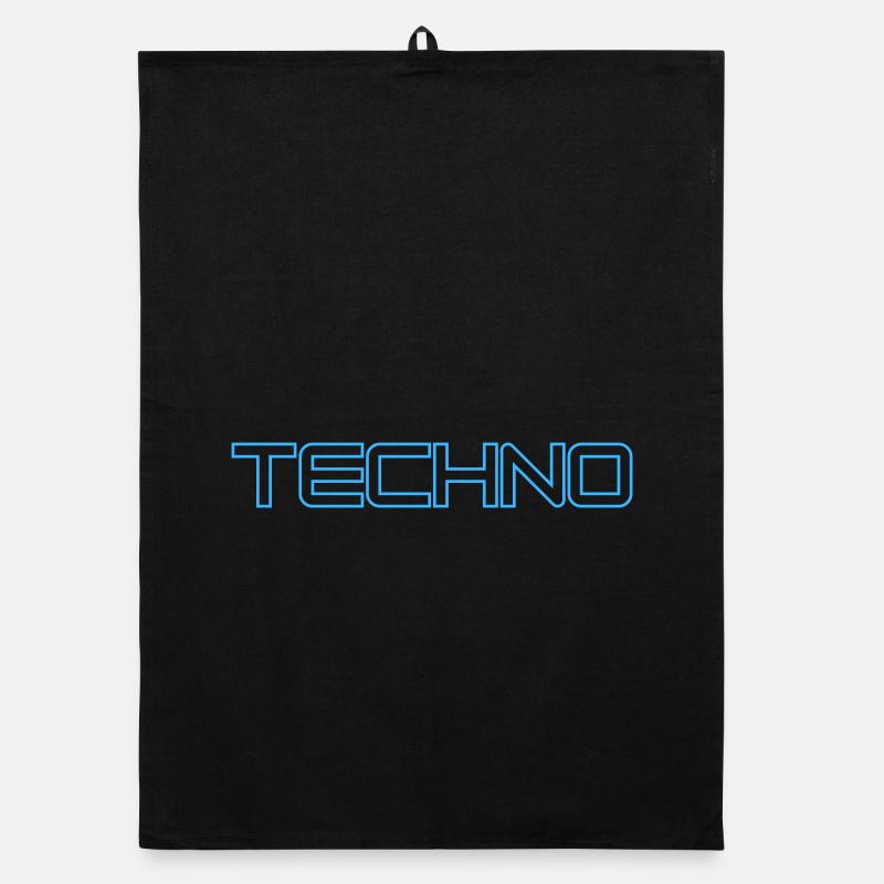 Futuristic techno design with neon lines Organic dish towel