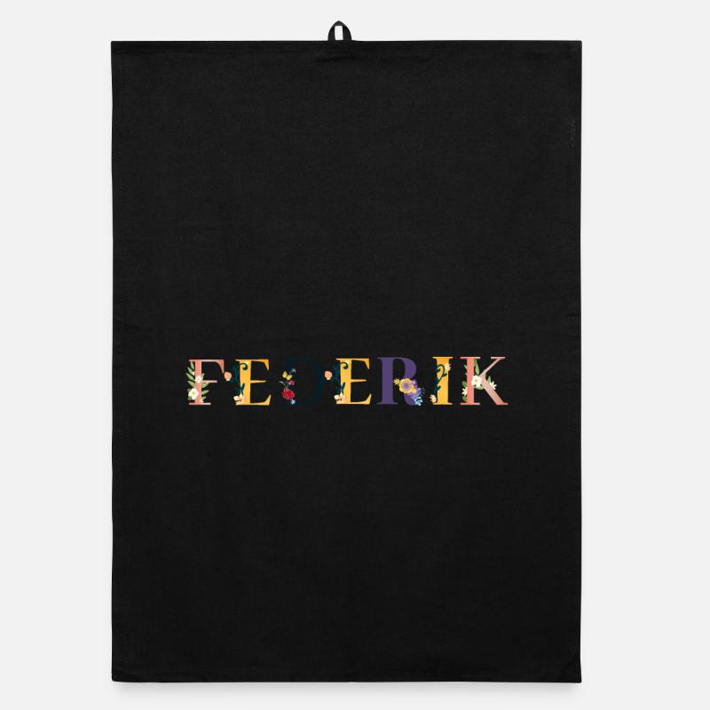 FEDERIK name decorated with flowers Organic dish towel