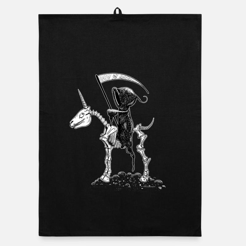 Squelette Cool Licorne Avec Grim Reaper I Halloween Torchon bio