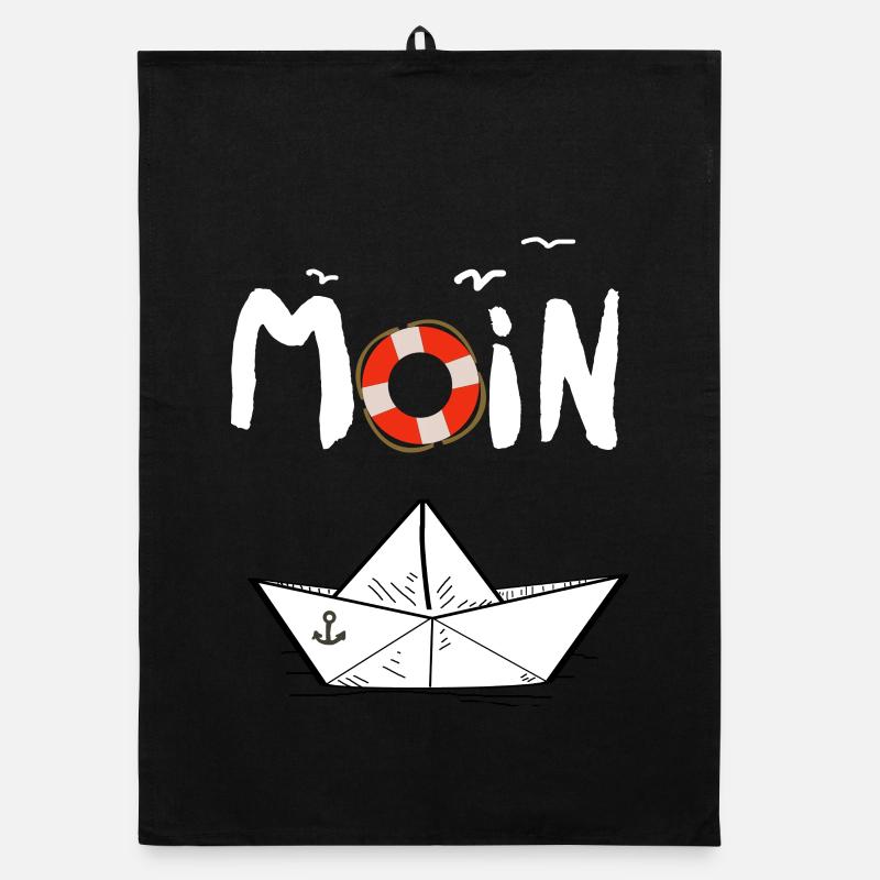 Moin Möwen Rettungsring Papierboot Schiff Organic Geschirrtuch