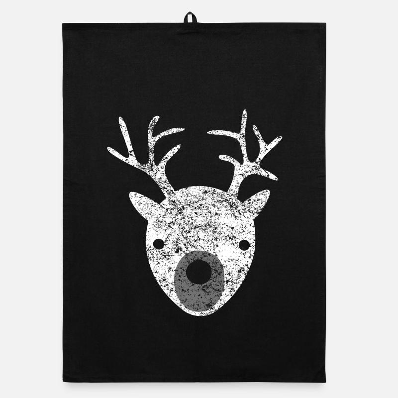 Deer pattern white snow forest christmas skandi Organic dish towel