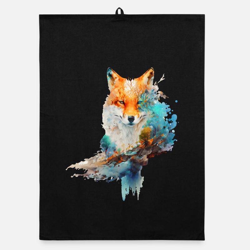 Fuchs Design aus Wasserfarben Organic Geschirrtuch