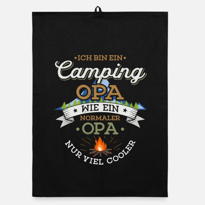 Camping Opa Lagerfeuer Camper Zelten Campingplatz Organic Geschirrtuch