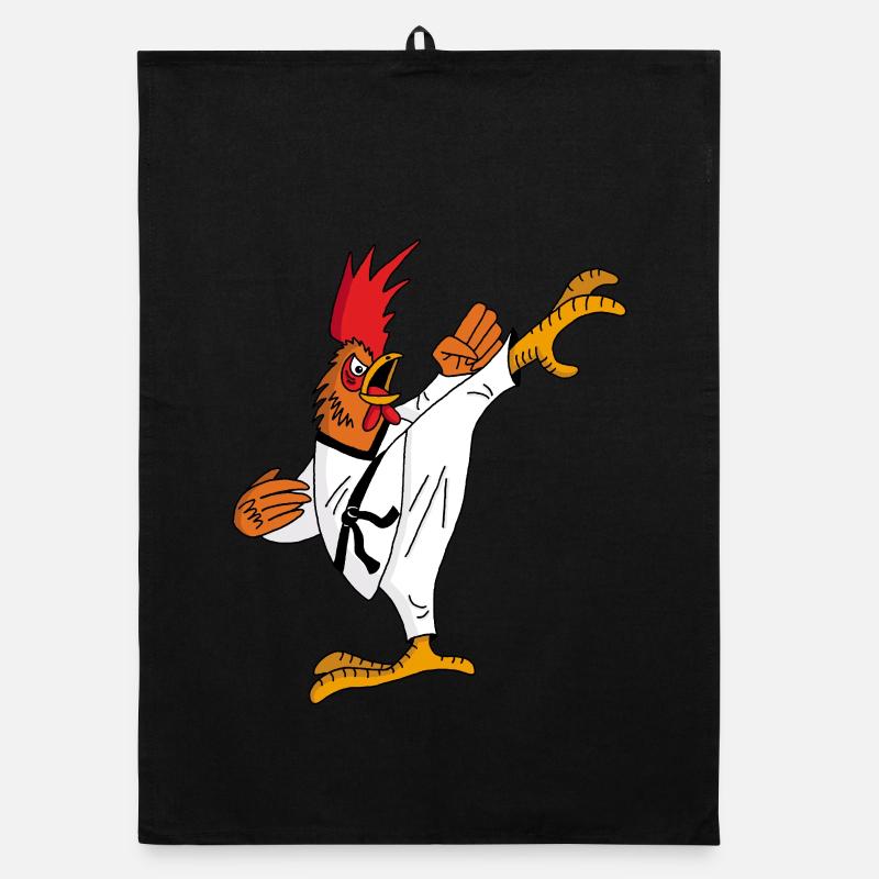 Coq et karaté Torchon bio