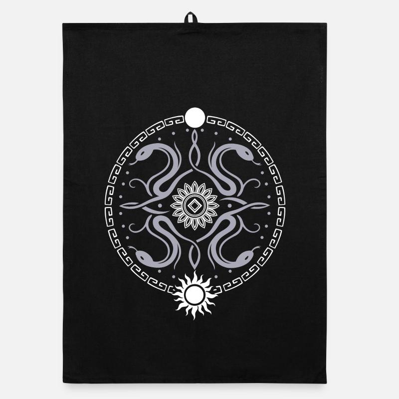 Roue serpentine avec soleil et lune Torchon bio