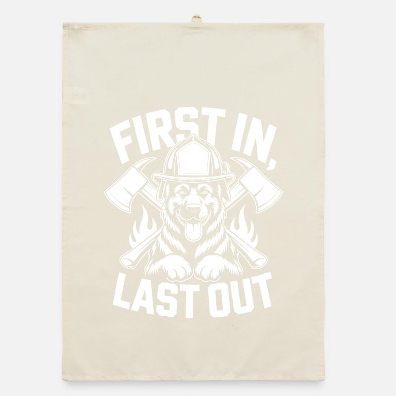 Firefighter Dog Organic dish towel