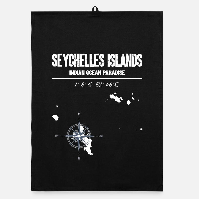 Seychelles Map Compass Vintage Design Organic dish towel