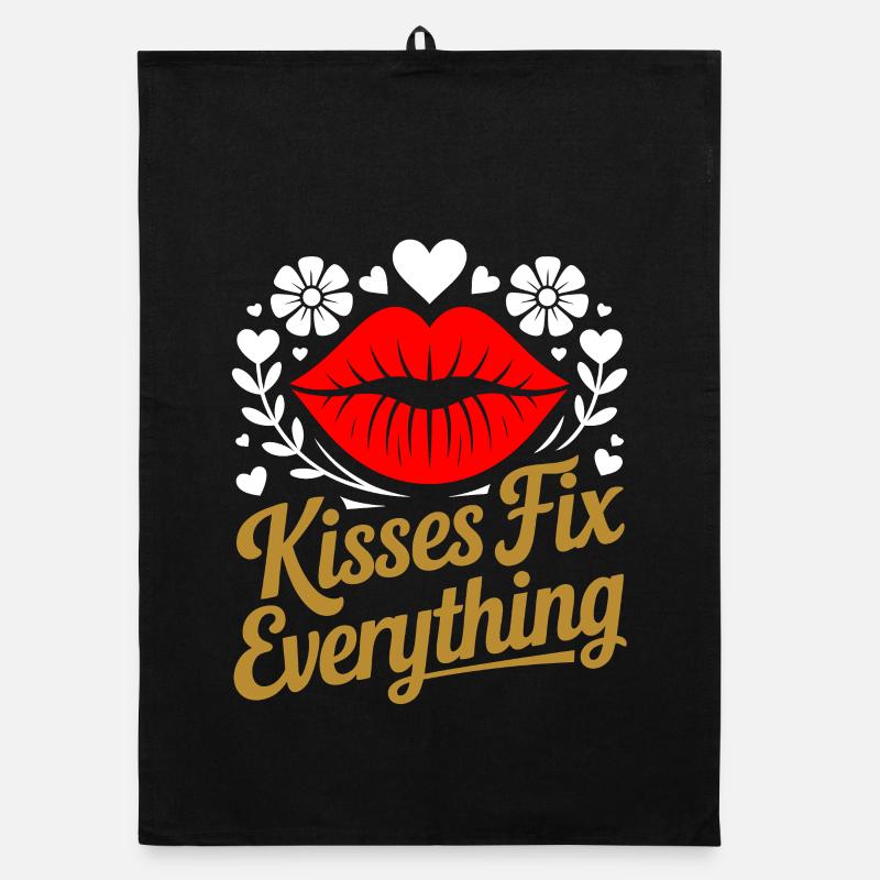 Kisses heal everything Organic dish towel