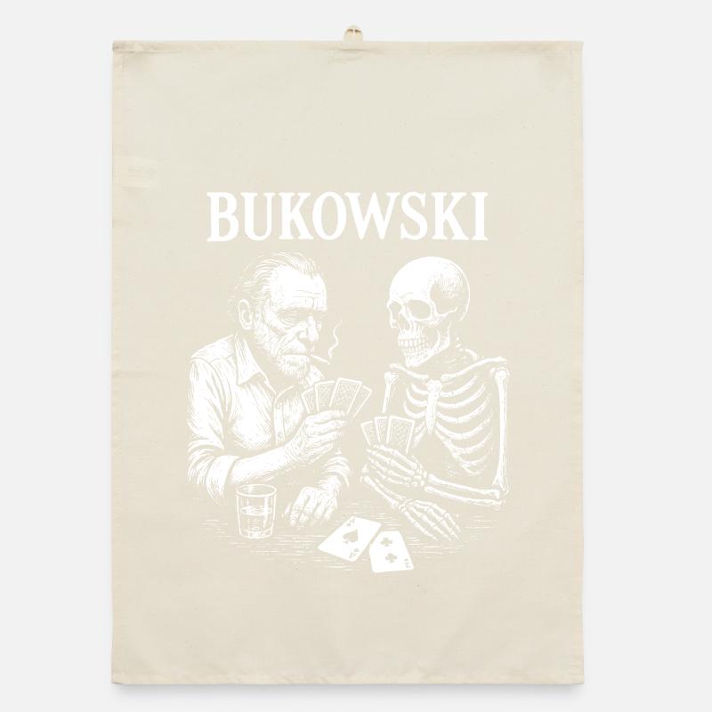Bukowski playing cards with Skeleton Organic dish towel
