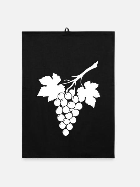 Weiße Weinrebe Weintrauben Geschenk Weintrinker  - Organic Geschirrtuch - Schwarz - Vorne