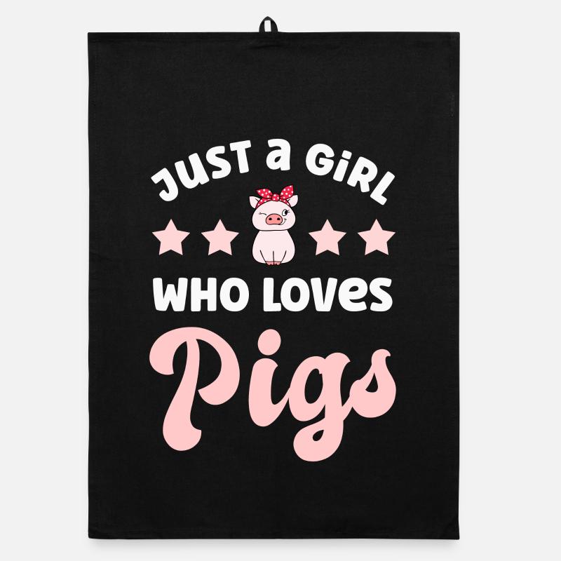 Schwein Schweine - Organic Geschirrtuch - Schwarz