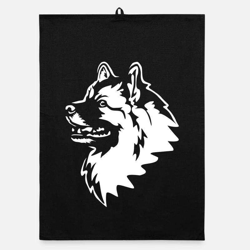 Wolfsspitz Kopf "Black Edition" Organic Geschirrtuch