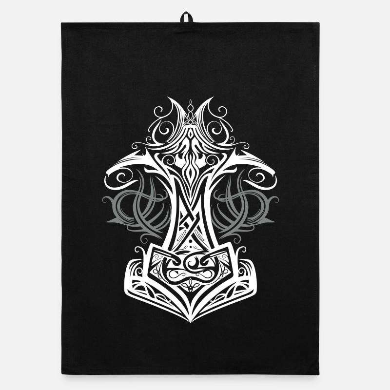 Thors Hammer Mjolnir Wikinger Symbol Organic Geschirrtuch