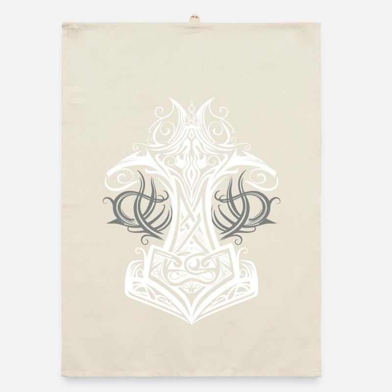 Thors Hammer Mjolnir Wikinger Symbol Organic Geschirrtuch