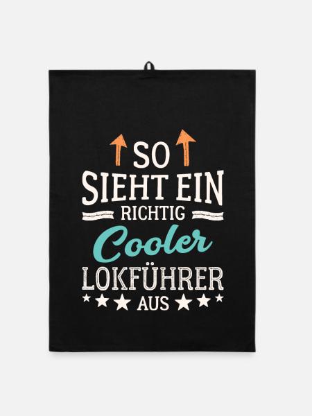 So sieht ein richtig cooler Lokführer aus - Organic Geschirrtuch - Schwarz - Vorne