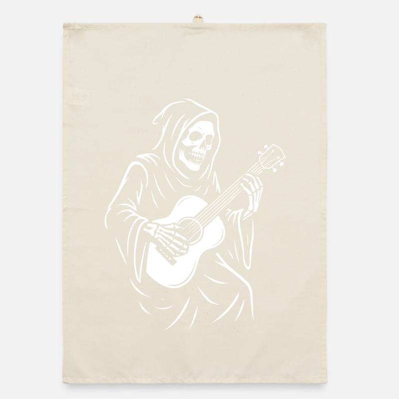 Grim Reaper Playing Guitar Design Organic dish towel