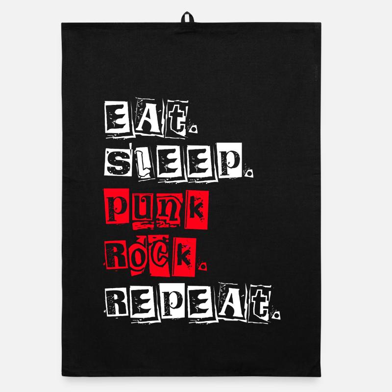 Eat Sleep Punk Rock Repeat - Organic Geschirrtuch - Schwarz