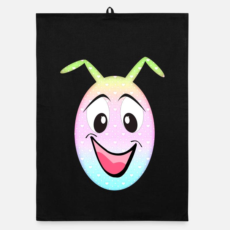 Pastel Hearts Smile Egg Kawaii Organic dish towel