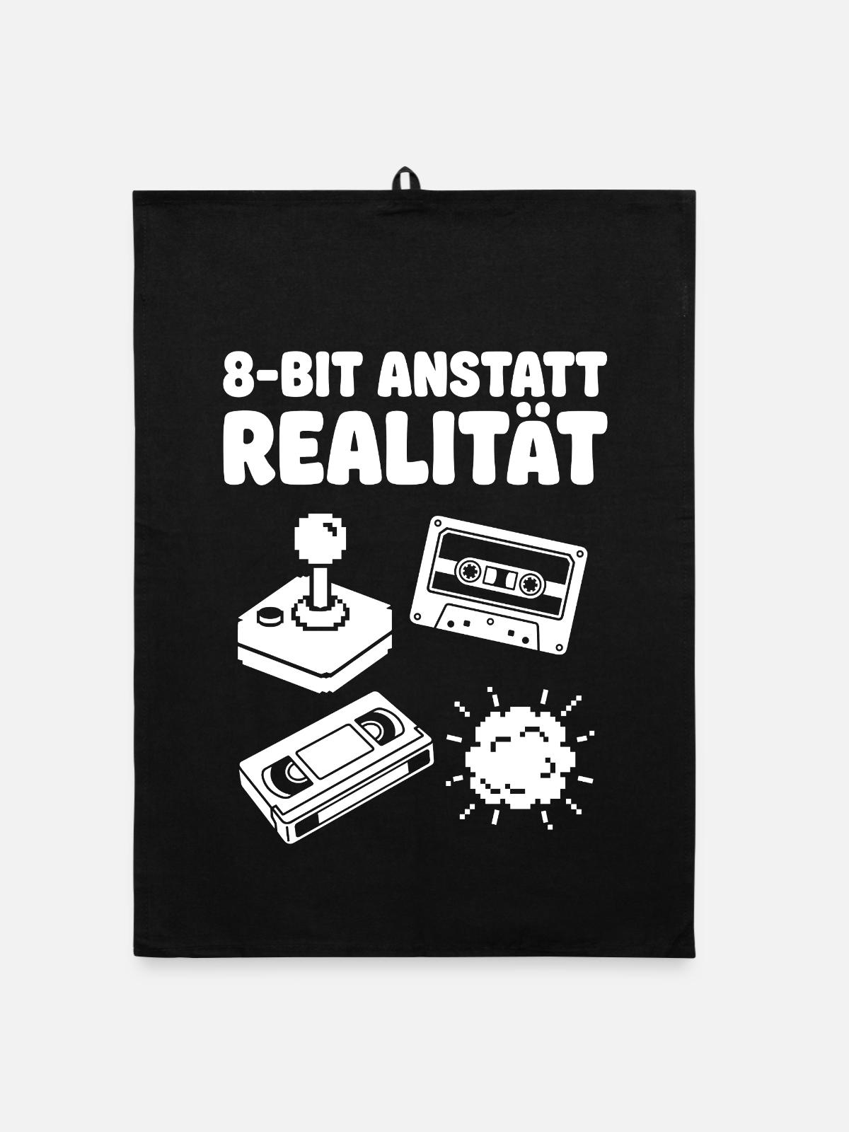 8-Bit Realität Retro Arcade - Organic Geschirrtuch - Schwarz - Vorne
